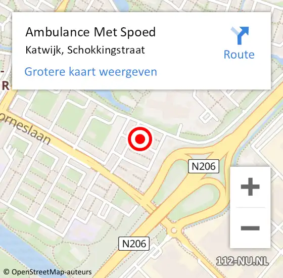 Locatie op kaart van de 112 melding: Ambulance Met Spoed Naar Katwijk, Schokkingstraat op 10 februari 2022 08:38