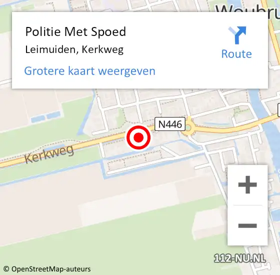 Locatie op kaart van de 112 melding: Politie Met Spoed Naar Leimuiden, Kerkweg op 10 februari 2022 08:52