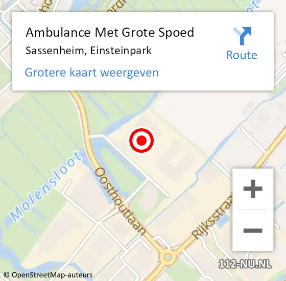 Locatie op kaart van de 112 melding: Ambulance Met Grote Spoed Naar Sassenheim, Einsteinpark op 10 februari 2022 08:58