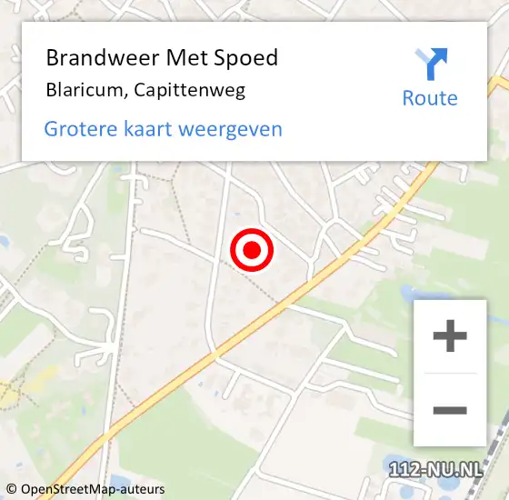 Locatie op kaart van de 112 melding: Brandweer Met Spoed Naar Blaricum, Capittenweg op 10 februari 2022 09:10