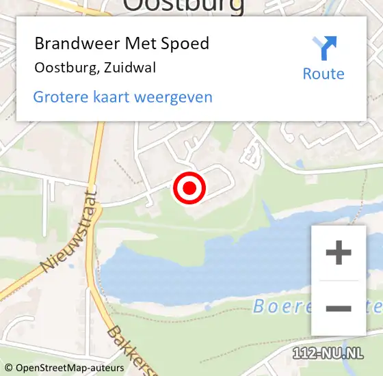 Locatie op kaart van de 112 melding: Brandweer Met Spoed Naar Oostburg, Zuidwal op 10 februari 2022 09:17