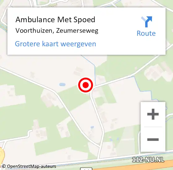 Locatie op kaart van de 112 melding: Ambulance Met Spoed Naar Voorthuizen, Zeumerseweg op 10 februari 2022 09:25
