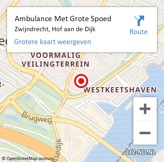 Locatie op kaart van de 112 melding: Ambulance Met Grote Spoed Naar Zwijndrecht, Hof aan de Dijk op 10 februari 2022 09:28