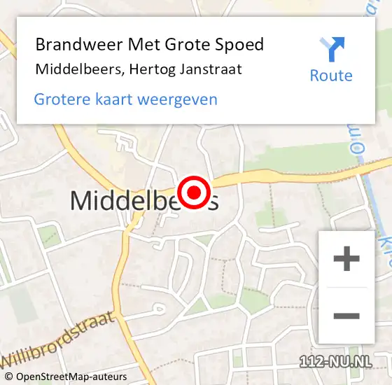 Locatie op kaart van de 112 melding: Brandweer Met Grote Spoed Naar Oost- West- en Middelbeers, Hertog Janstraat op 10 februari 2022 09:46