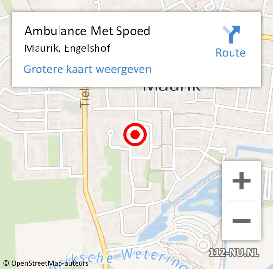 Locatie op kaart van de 112 melding: Ambulance Met Spoed Naar Maurik, Engelshof op 7 juli 2014 19:50