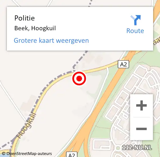 Locatie op kaart van de 112 melding: Politie Beek, Hoogkuil op 10 februari 2022 09:47