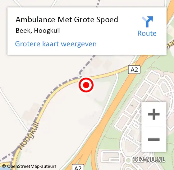 Locatie op kaart van de 112 melding: Ambulance Met Grote Spoed Naar Beek, Hoogkuil op 10 februari 2022 09:48
