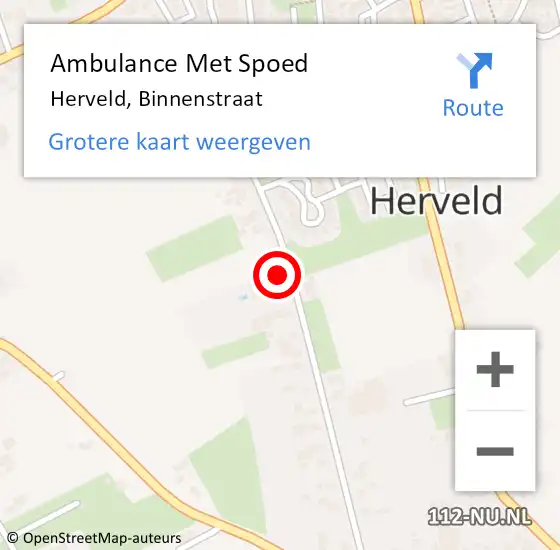 Locatie op kaart van de 112 melding: Ambulance Met Spoed Naar Herveld, Binnenstraat op 10 februari 2022 09:55