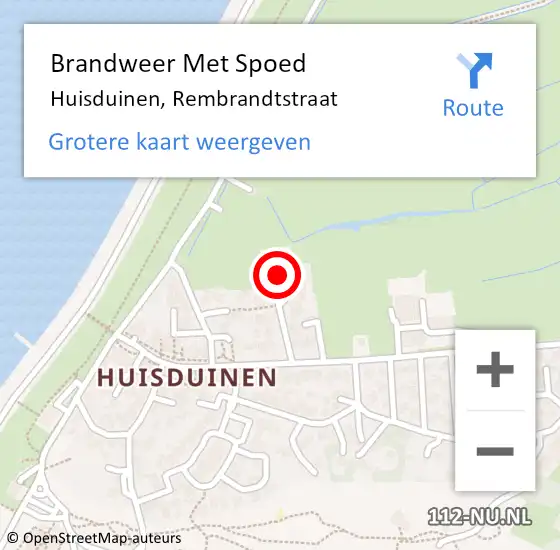 Locatie op kaart van de 112 melding: Brandweer Met Spoed Naar Huisduinen, Rembrandtstraat op 10 februari 2022 09:56