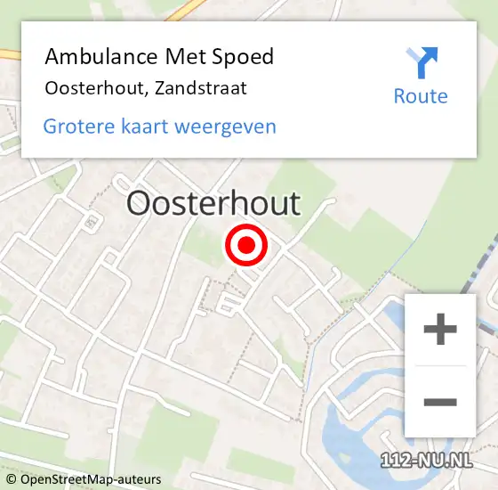 Locatie op kaart van de 112 melding: Ambulance Met Spoed Naar Oosterhout, Zandstraat op 10 februari 2022 10:06