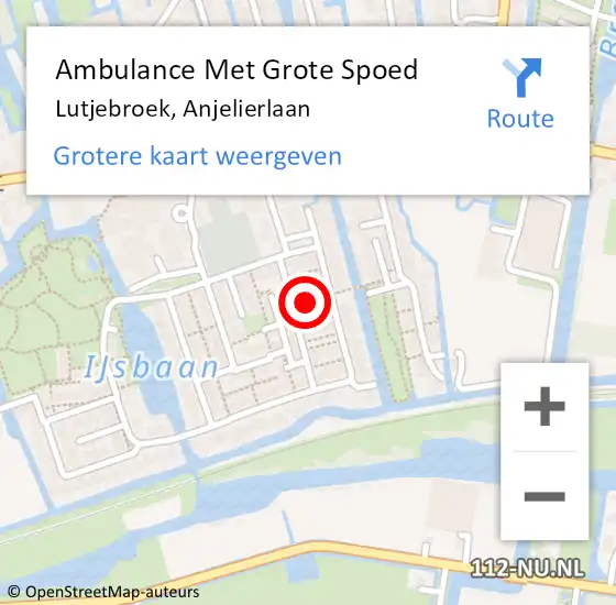 Locatie op kaart van de 112 melding: Ambulance Met Grote Spoed Naar Lutjebroek, Anjelierlaan op 10 februari 2022 10:18