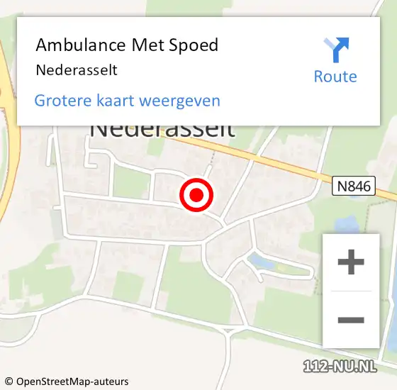 Locatie op kaart van de 112 melding: Ambulance Met Spoed Naar Nederasselt op 10 februari 2022 10:21