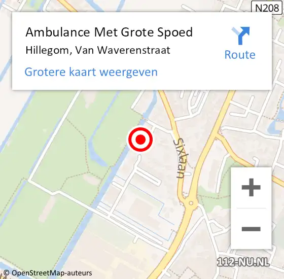 Locatie op kaart van de 112 melding: Ambulance Met Grote Spoed Naar Hillegom, Van Waverenstraat op 10 februari 2022 10:25