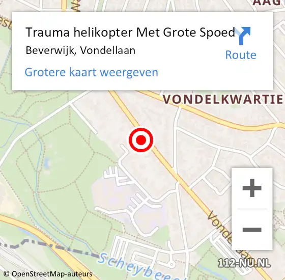 Locatie op kaart van de 112 melding: Trauma helikopter Met Grote Spoed Naar Beverwijk, Vondellaan op 10 februari 2022 10:39