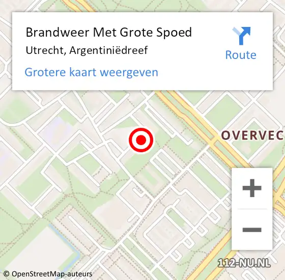 Locatie op kaart van de 112 melding: Brandweer Met Grote Spoed Naar Utrecht, Argentiniëdreef op 10 februari 2022 10:44