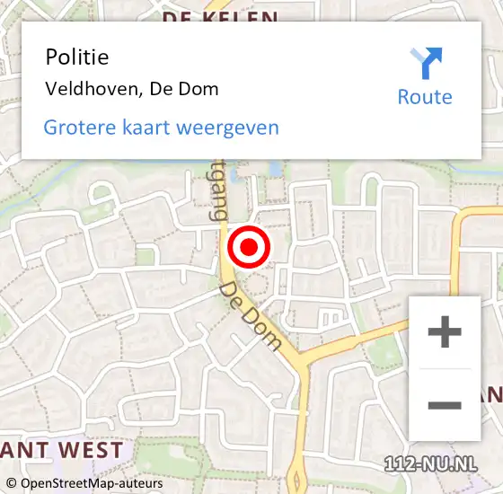 Locatie op kaart van de 112 melding: Politie Veldhoven, De Dom op 10 februari 2022 10:49