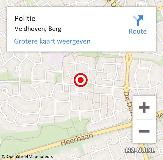 Locatie op kaart van de 112 melding: Politie Veldhoven, Berg op 10 februari 2022 10:49