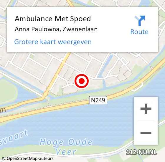 Locatie op kaart van de 112 melding: Ambulance Met Spoed Naar Anna Paulowna, Zwanenlaan op 10 februari 2022 11:07