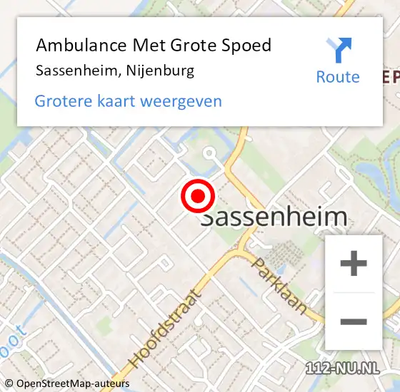 Locatie op kaart van de 112 melding: Ambulance Met Grote Spoed Naar Sassenheim, Nijenburg op 10 februari 2022 11:20