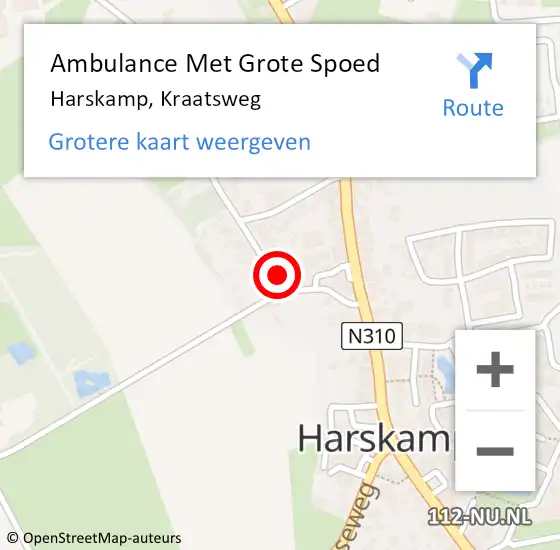 Locatie op kaart van de 112 melding: Ambulance Met Grote Spoed Naar Harskamp, Kraatsweg op 10 februari 2022 11:22