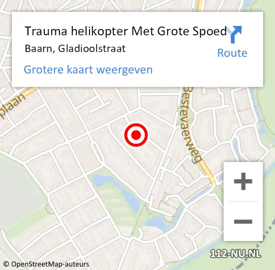 Locatie op kaart van de 112 melding: Trauma helikopter Met Grote Spoed Naar Baarn, Gladioolstraat op 10 februari 2022 11:26