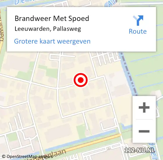Locatie op kaart van de 112 melding: Brandweer Met Spoed Naar Leeuwarden, Pallasweg op 10 februari 2022 11:38