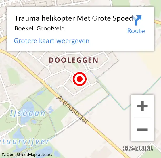 Locatie op kaart van de 112 melding: Trauma helikopter Met Grote Spoed Naar Boekel, Grootveld op 10 februari 2022 11:40