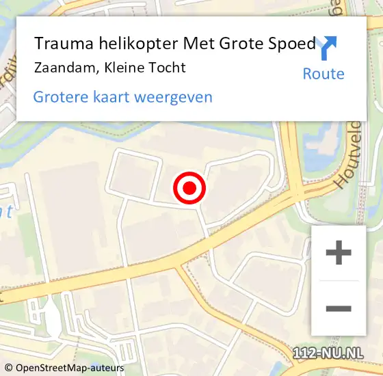 Locatie op kaart van de 112 melding: Trauma helikopter Met Grote Spoed Naar Zaandam, Kleine Tocht op 10 februari 2022 11:59