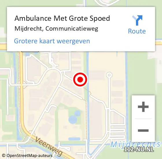 Locatie op kaart van de 112 melding: Ambulance Met Grote Spoed Naar Mijdrecht, Communicatieweg op 10 februari 2022 12:14