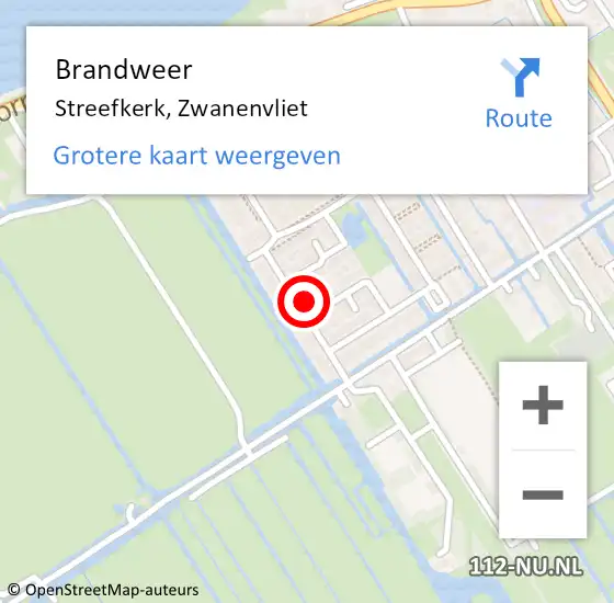 Locatie op kaart van de 112 melding: Brandweer Streefkerk, Zwanenvliet op 10 februari 2022 12:18