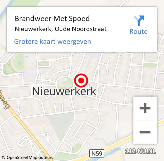 Locatie op kaart van de 112 melding: Brandweer Met Spoed Naar Nieuwerkerk, Oude Noordstraat op 7 juli 2014 20:09