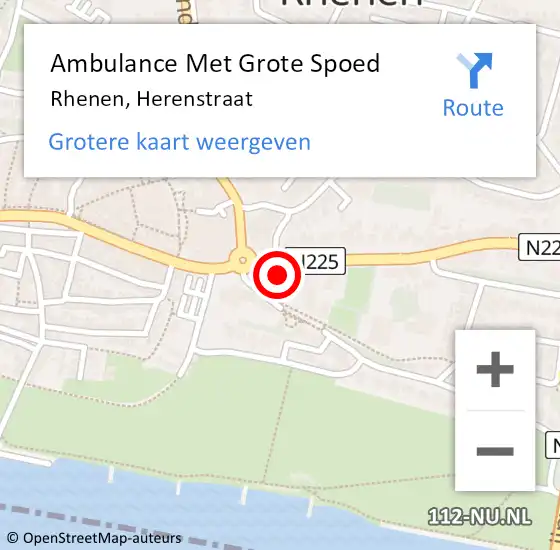 Locatie op kaart van de 112 melding: Ambulance Met Grote Spoed Naar Rhenen, Herenstraat op 10 februari 2022 12:46