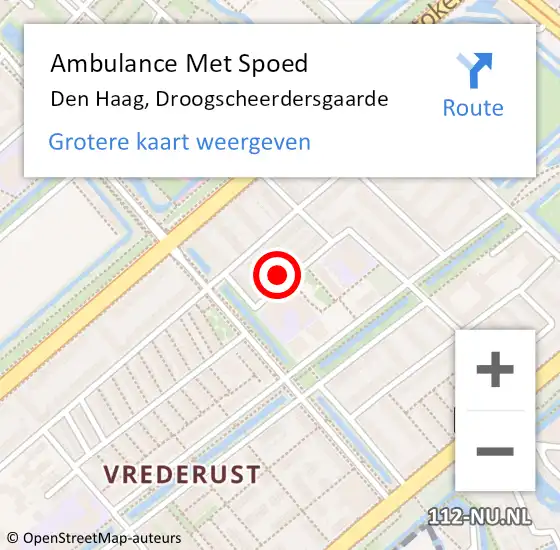 Locatie op kaart van de 112 melding: Ambulance Met Spoed Naar Den Haag, Droogscheerdersgaarde op 10 februari 2022 13:03