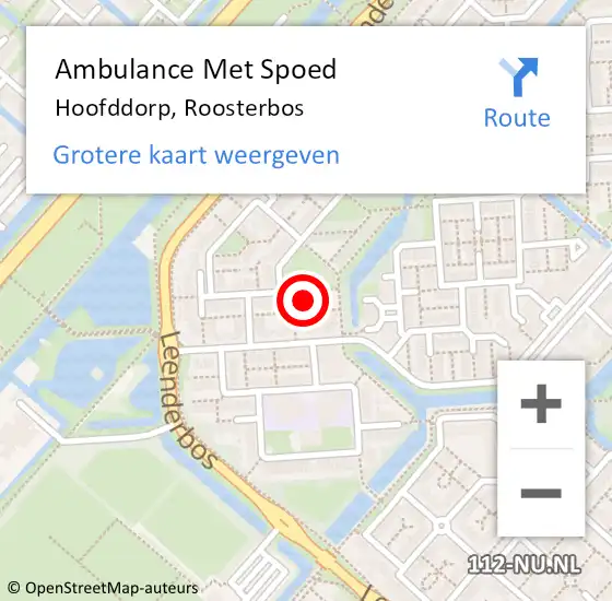 Locatie op kaart van de 112 melding: Ambulance Met Spoed Naar Hoofddorp, Roosterbos op 10 februari 2022 13:13