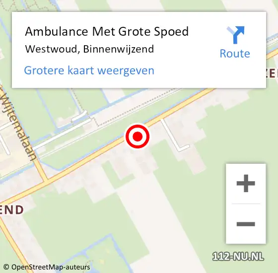 Locatie op kaart van de 112 melding: Ambulance Met Grote Spoed Naar Westwoud, Binnenwijzend op 10 februari 2022 13:24