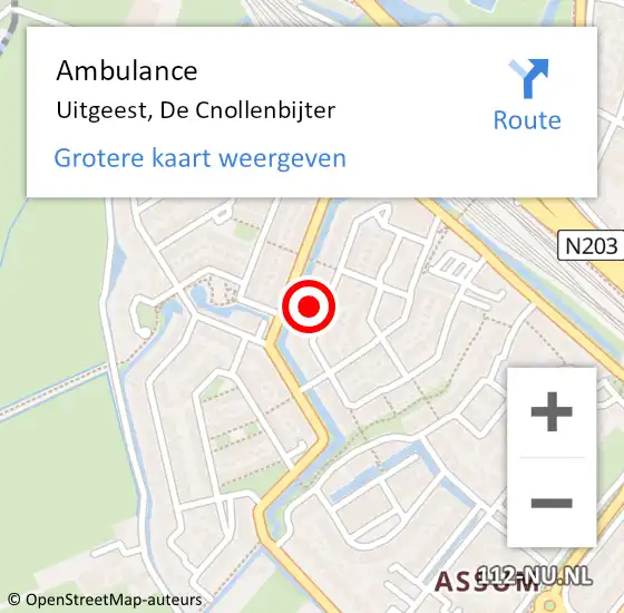 Locatie op kaart van de 112 melding: Ambulance Uitgeest, De Cnollenbijter op 10 februari 2022 13:25