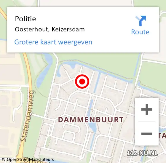 Locatie op kaart van de 112 melding: Politie Oosterhout, Keizersdam op 10 februari 2022 13:30