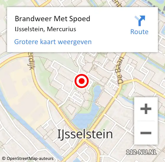 Locatie op kaart van de 112 melding: Brandweer Met Spoed Naar IJsselstein, Mercurius op 10 februari 2022 13:31