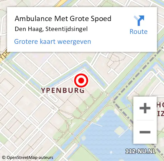 Locatie op kaart van de 112 melding: Ambulance Met Grote Spoed Naar Den Haag, Steentijdsingel op 10 februari 2022 13:54