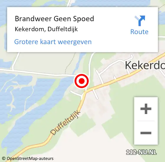 Locatie op kaart van de 112 melding: Brandweer Geen Spoed Naar Kekerdom, Duffeltdijk op 10 februari 2022 14:03