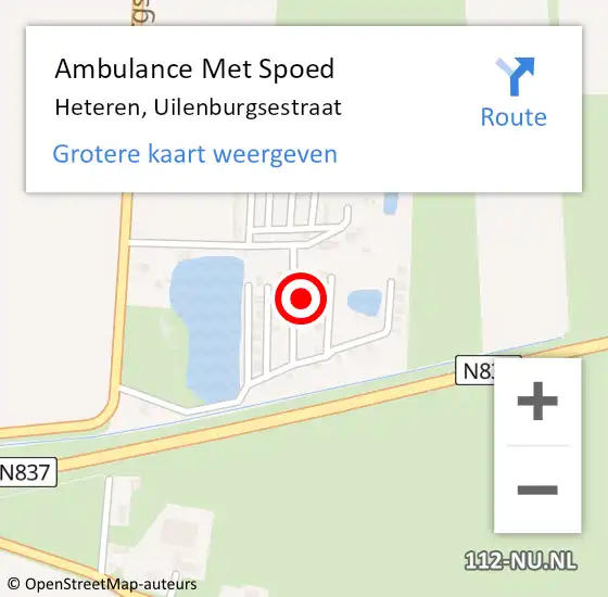 Locatie op kaart van de 112 melding: Ambulance Met Spoed Naar Heteren, Uilenburgsestraat op 10 februari 2022 14:17