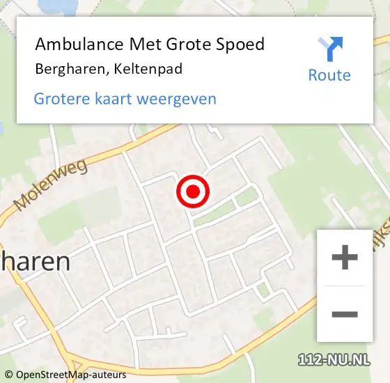 Locatie op kaart van de 112 melding: Ambulance Met Grote Spoed Naar Bergharen, Keltenpad op 10 februari 2022 14:35