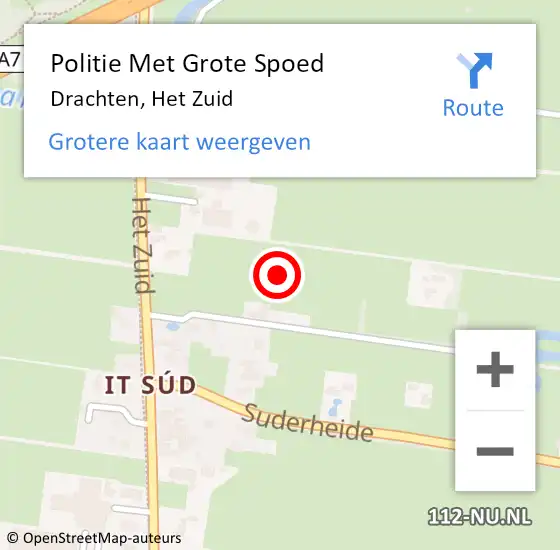 Locatie op kaart van de 112 melding: Politie Met Grote Spoed Naar Drachten, Het Zuid op 10 februari 2022 14:37