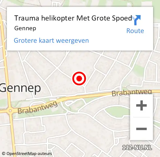 Locatie op kaart van de 112 melding: Trauma helikopter Met Grote Spoed Naar Gennep op 10 februari 2022 14:47