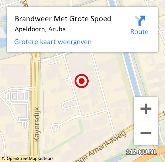 Locatie op kaart van de 112 melding: Brandweer Met Grote Spoed Naar Apeldoorn, Aruba op 10 februari 2022 14:56