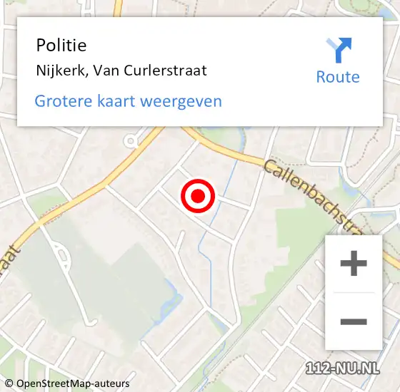 Locatie op kaart van de 112 melding: Politie Nijkerk, Van Curlerstraat op 10 februari 2022 15:17