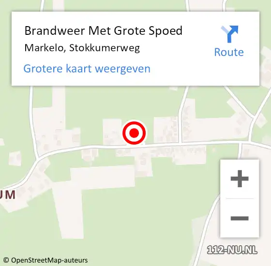 Locatie op kaart van de 112 melding: Brandweer Met Grote Spoed Naar Markelo, Stokkumerweg op 7 juli 2014 20:29