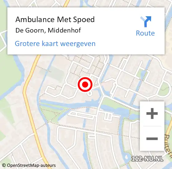 Locatie op kaart van de 112 melding: Ambulance Met Spoed Naar De Goorn, Middenhof op 10 februari 2022 15:31