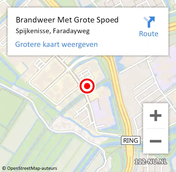 Locatie op kaart van de 112 melding: Brandweer Met Grote Spoed Naar Spijkenisse, Faradayweg op 10 februari 2022 15:51