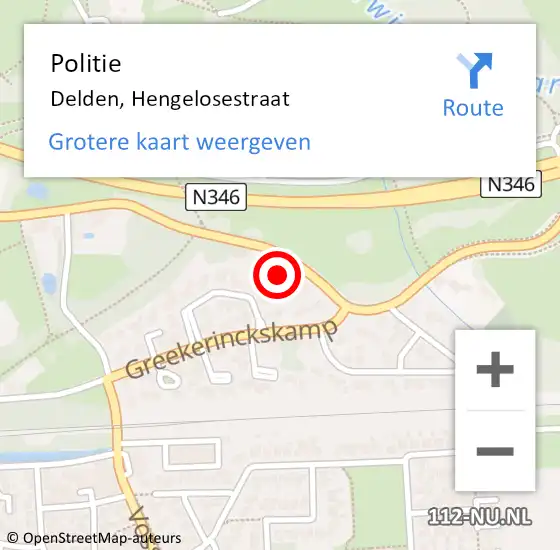 Locatie op kaart van de 112 melding: Politie Delden, Hengelosestraat op 10 februari 2022 15:52